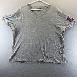 True Religion Mens V-Neck T-Shirt Gray Short Sleeve Logo‎ Graphic Tee Large